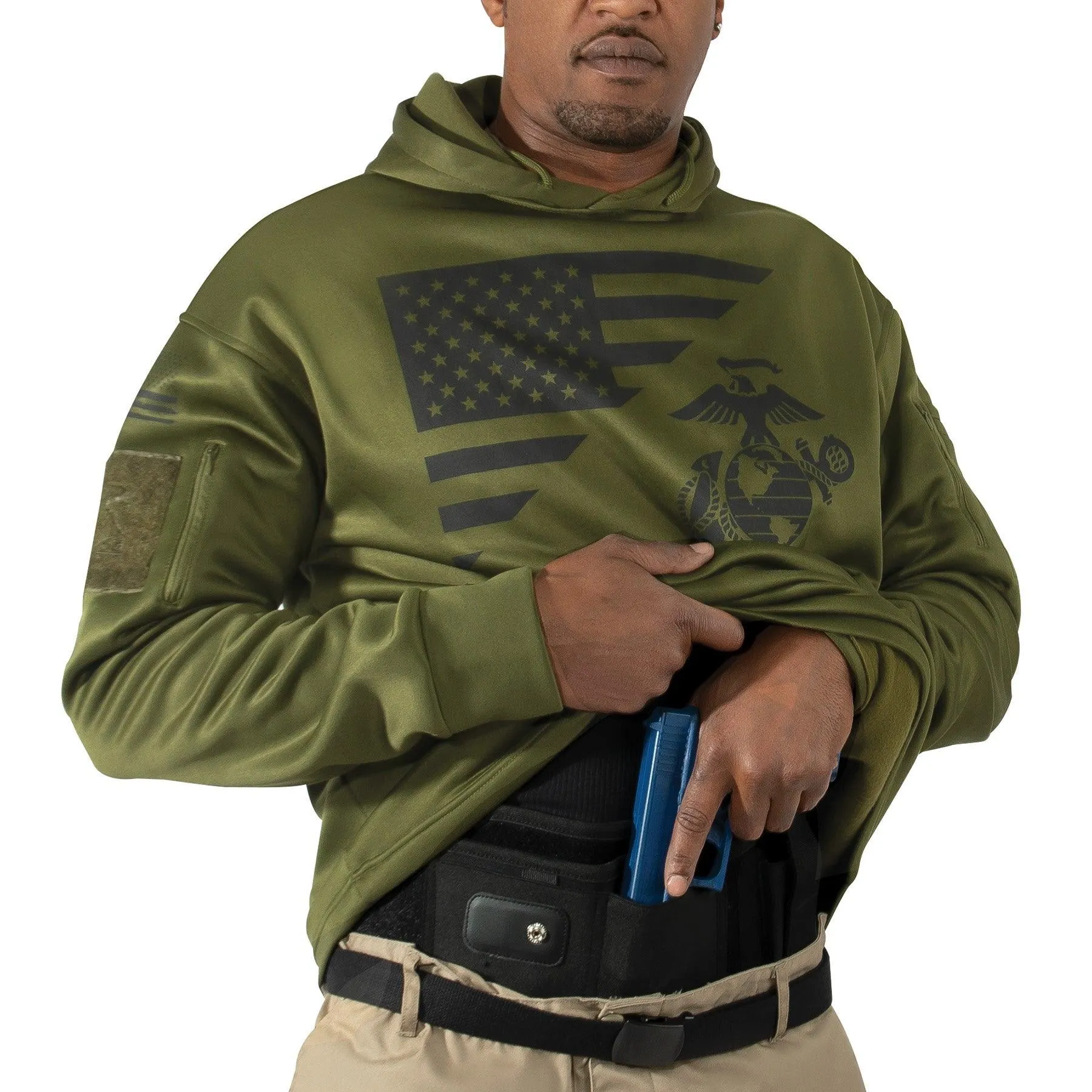 Men's Concealed Carry Hoodie — US Flag / USMC - Image 11