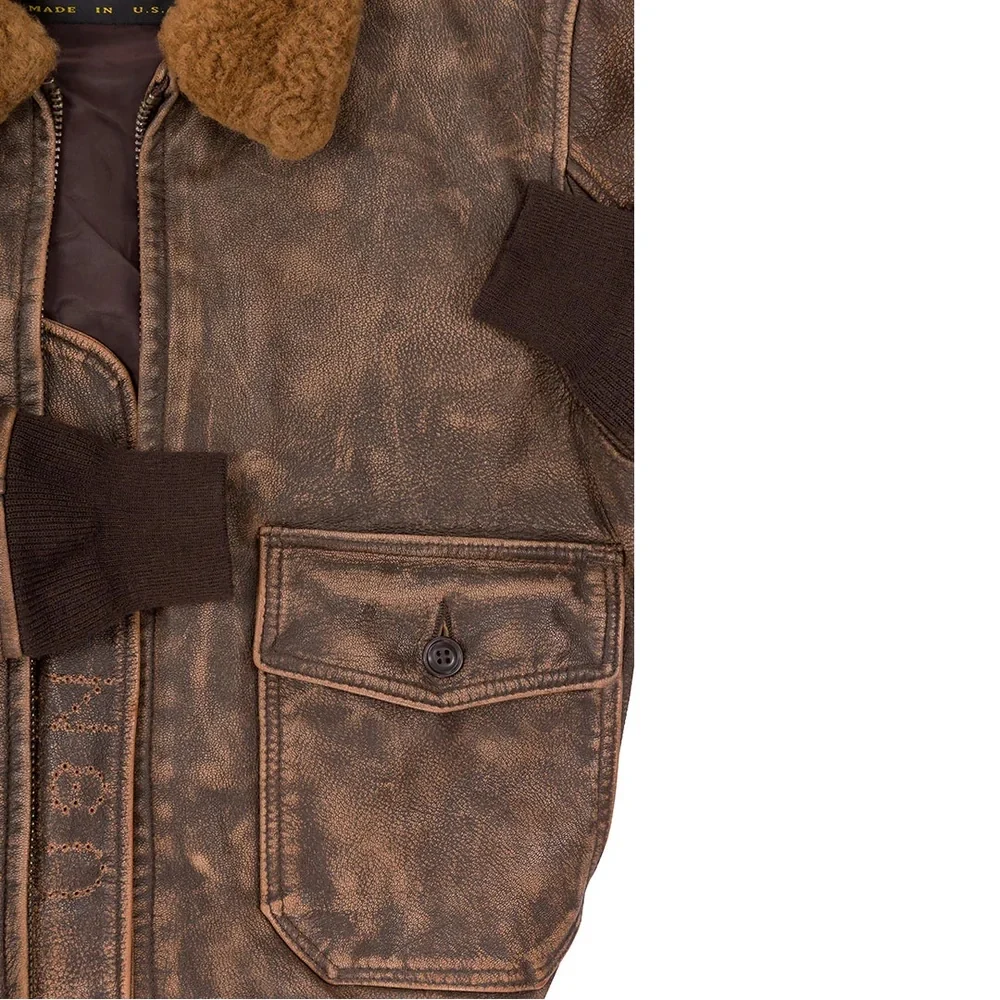 Size LARGE Cockpit USA Men's Avenger Vintage G-1 Leather Flight Jacket - Final Sale Ships Same Day - Image 5