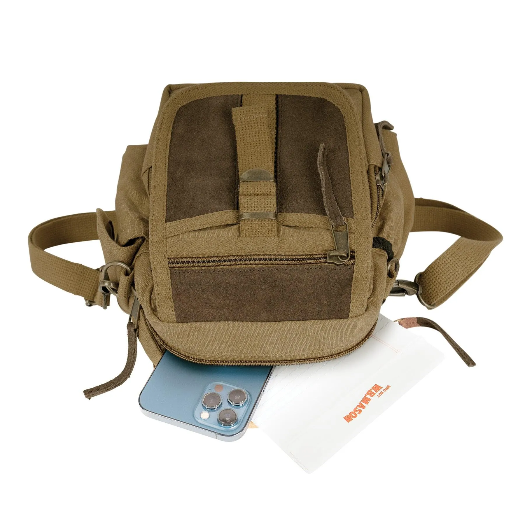 Vintage Canvas & Leather Travel Shoulder Bag - Image 10