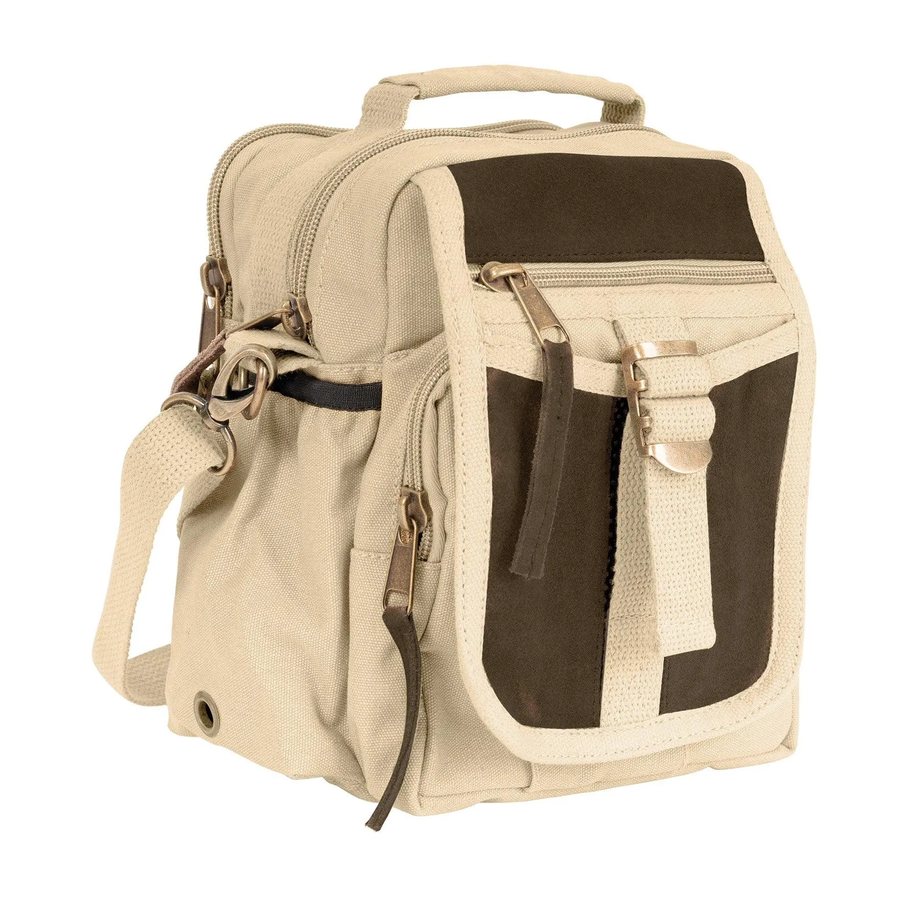 Vintage Canvas & Leather Travel Shoulder Bag - Image 5