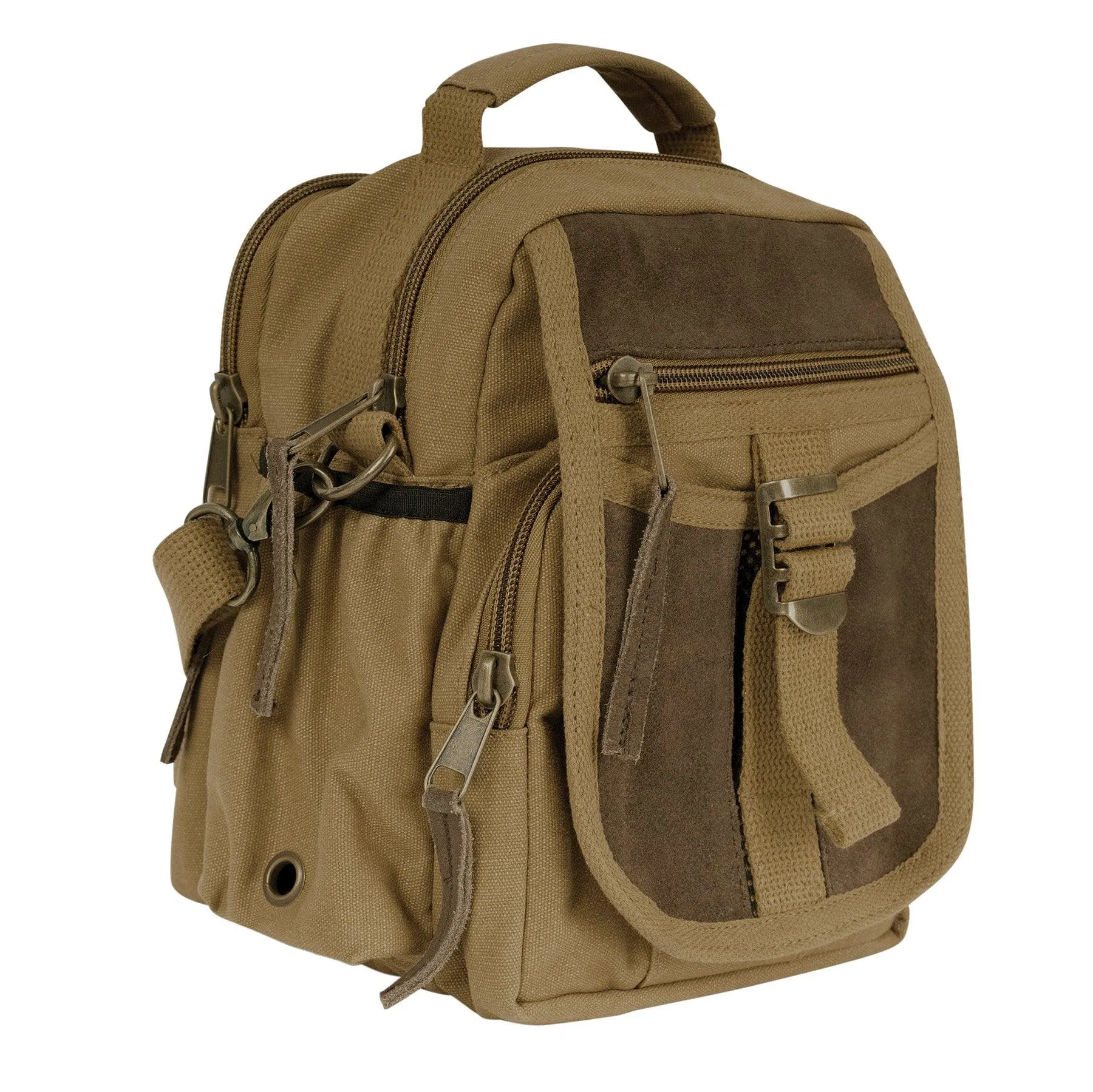 Vintage Canvas & Leather Travel Shoulder Bag - Image 8