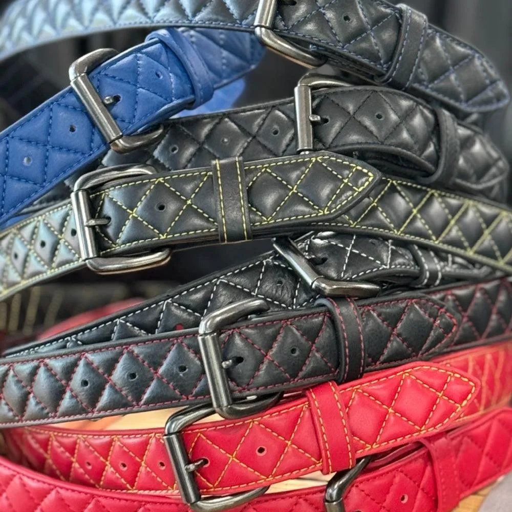Women's Diamond Stitched Genuine Cowhide Leather Belt 1.5" - Image 10