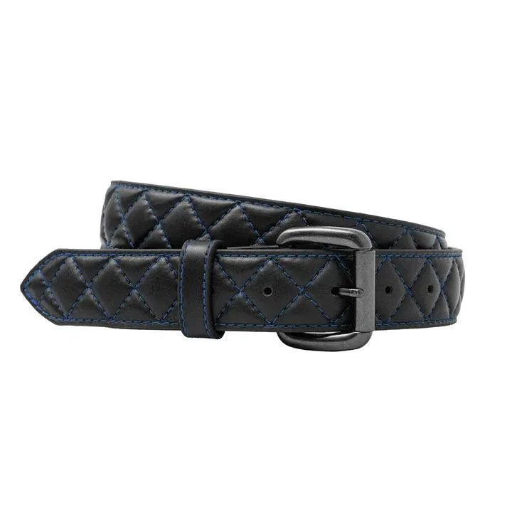Women's Diamond Stitched Genuine Cowhide Leather Belt 1.5" - Image 4