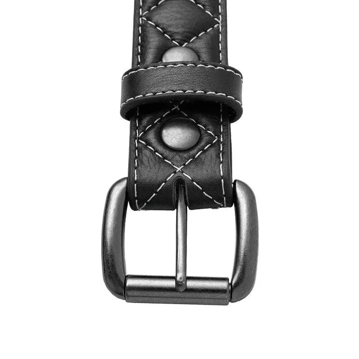 Women's Diamond Stitched Genuine Cowhide Leather Belt 1.5" - Image 5