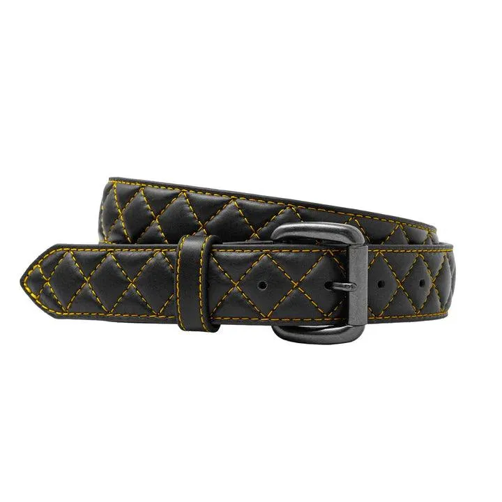 Women's Diamond Stitched Genuine Cowhide Leather Belt 1.5" - Image 7